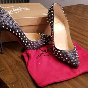 Christian Louboutin denim studded heels
